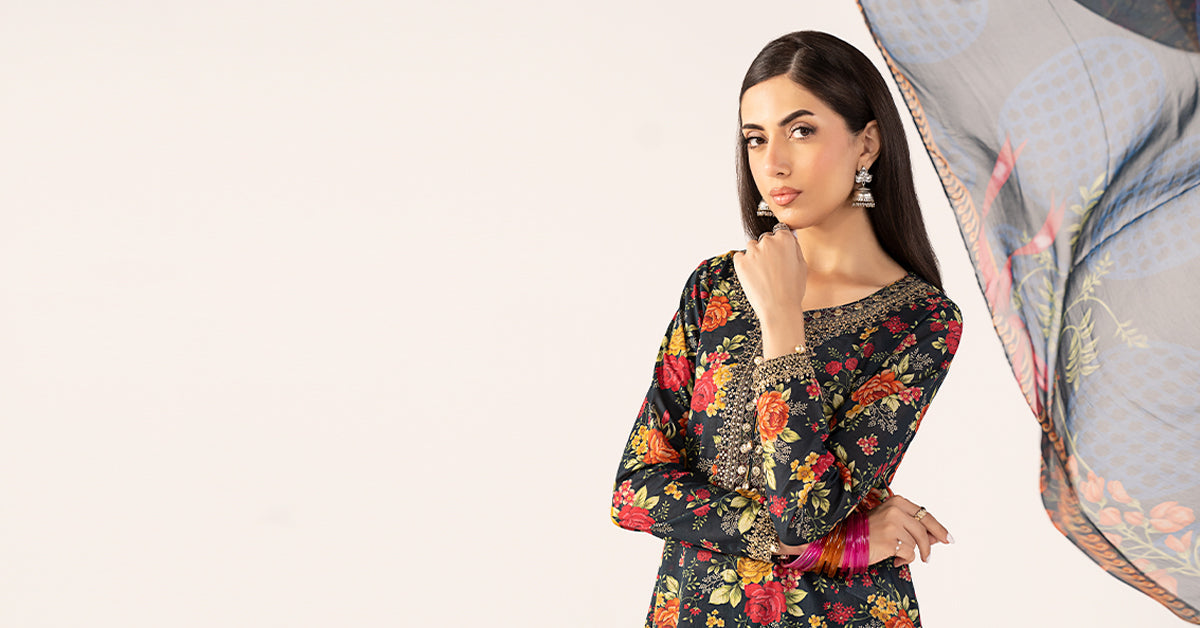 Maria B | Luxury Pret Pre Fall | DW-PF25-63R1-Teal - Luxury Dress - available at Maria Faisal in UK and USA.