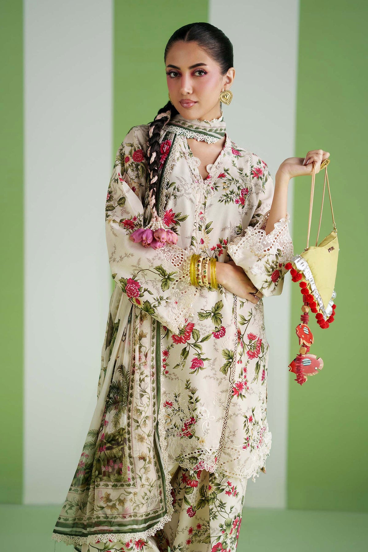 Maria B | Luxury Pret Pre Fall | DW-PF26-03-Off White - Luxury Dress - available at Maria Faisal in UK and USA.