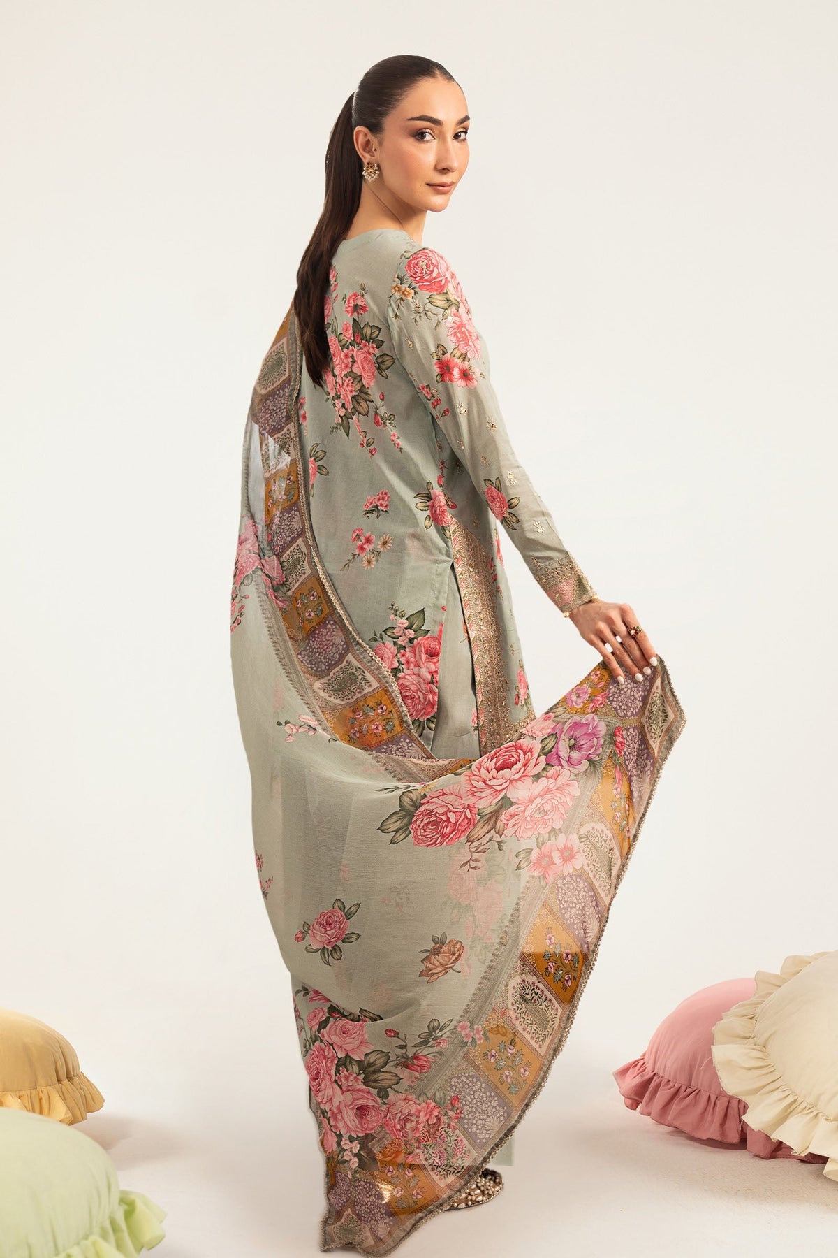 Maria B | Luxury Pret Pre Fall | DW-PF26-10-Green - Luxury Dress - available at Maria Faisal in UK and USA.