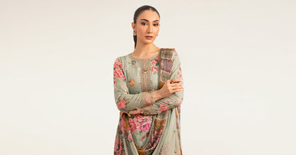 Maria B | Luxury Pret Pre Fall | DW-PF26-10-Green - Luxury Dress - available at Maria Faisal in UK and USA.