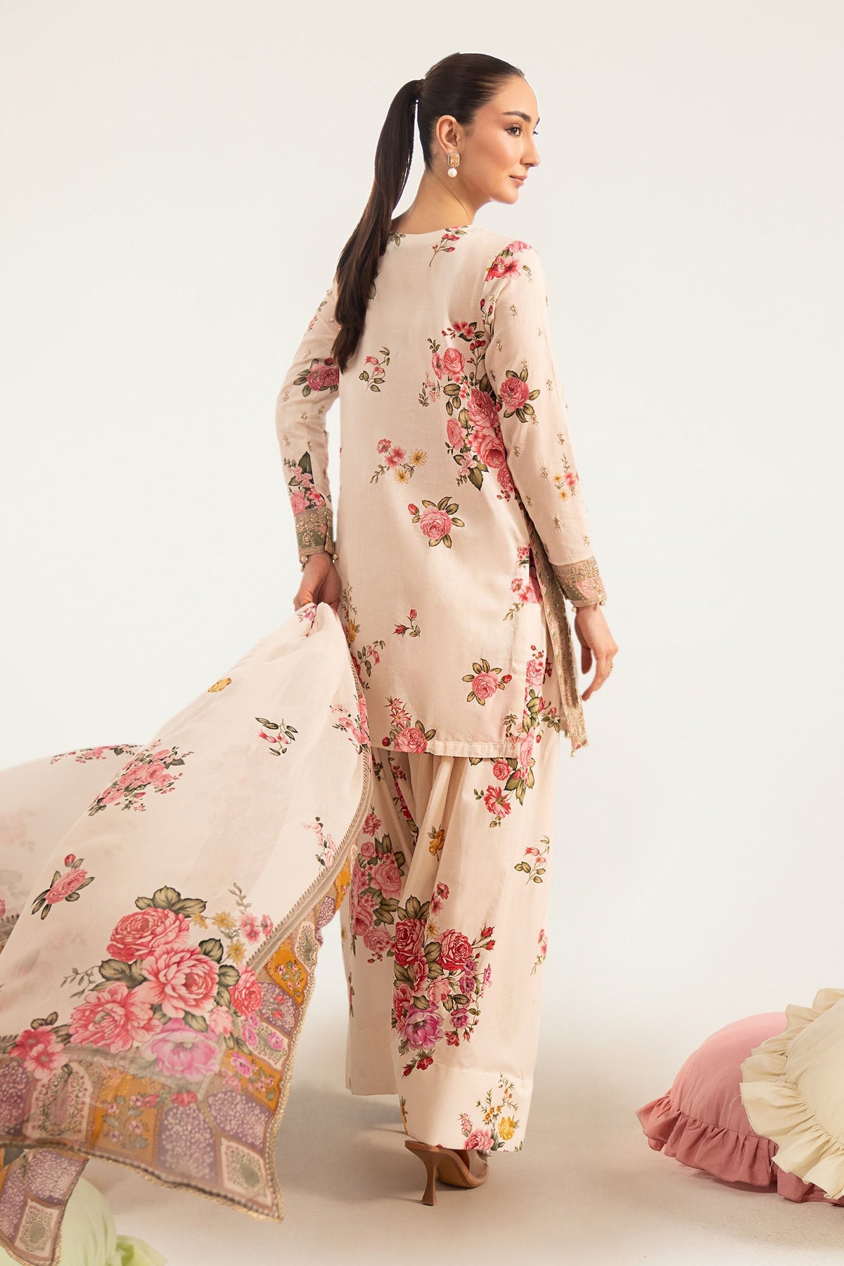 Maria B | Luxury Pret Pre Fall | DW-PF26-10-Off White - Luxury Dress - available at Maria Faisal in UK and USA.