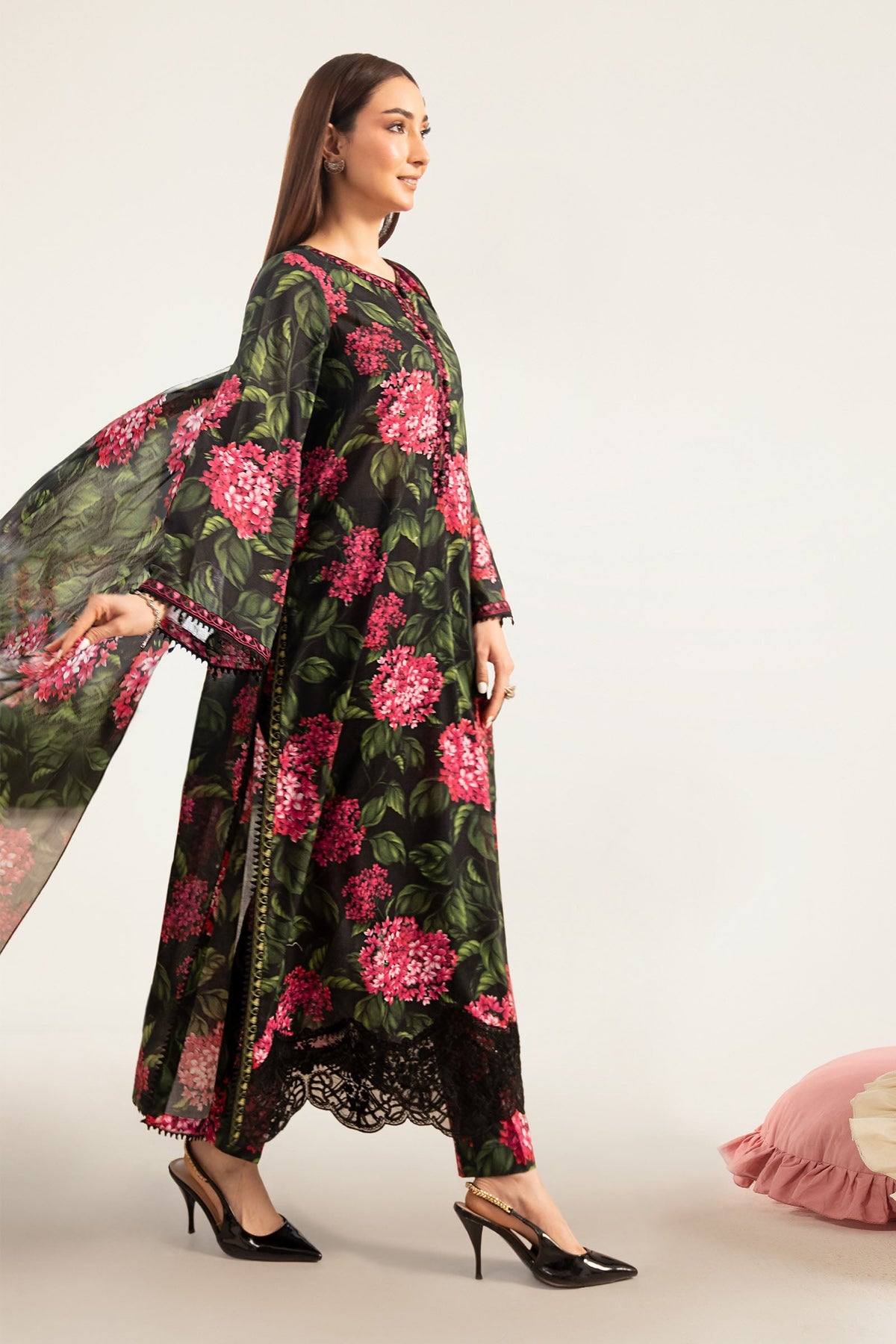 Maria B | Luxury Pret Pre Fall | DW-PF26-15-Black - Luxury Dress - available at Maria Faisal in UK and USA.