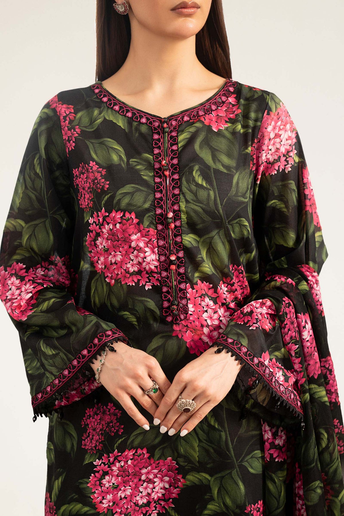 Maria B | Luxury Pret Pre Fall | DW-PF26-15-Black - Luxury Dress - available at Maria Faisal in UK and USA.