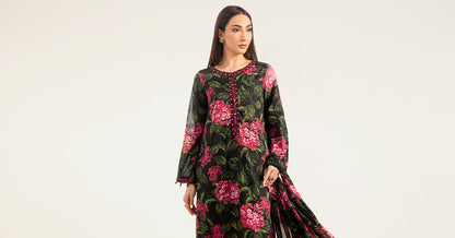 Maria B | Luxury Pret Pre Fall | DW-PF26-15-Black - Luxury Dress - available at Maria Faisal in UK and USA.