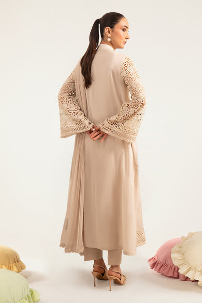 Maria B | Luxury Pret Pre Fall | DW-PF26-18-BEIGE - Luxury Dress - available at Maria Faisal in UK and USA.