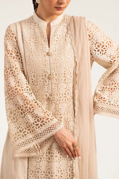 Maria B | Luxury Pret Pre Fall | DW-PF26-18-BEIGE - Luxury Dress - available at Maria Faisal in UK and USA.