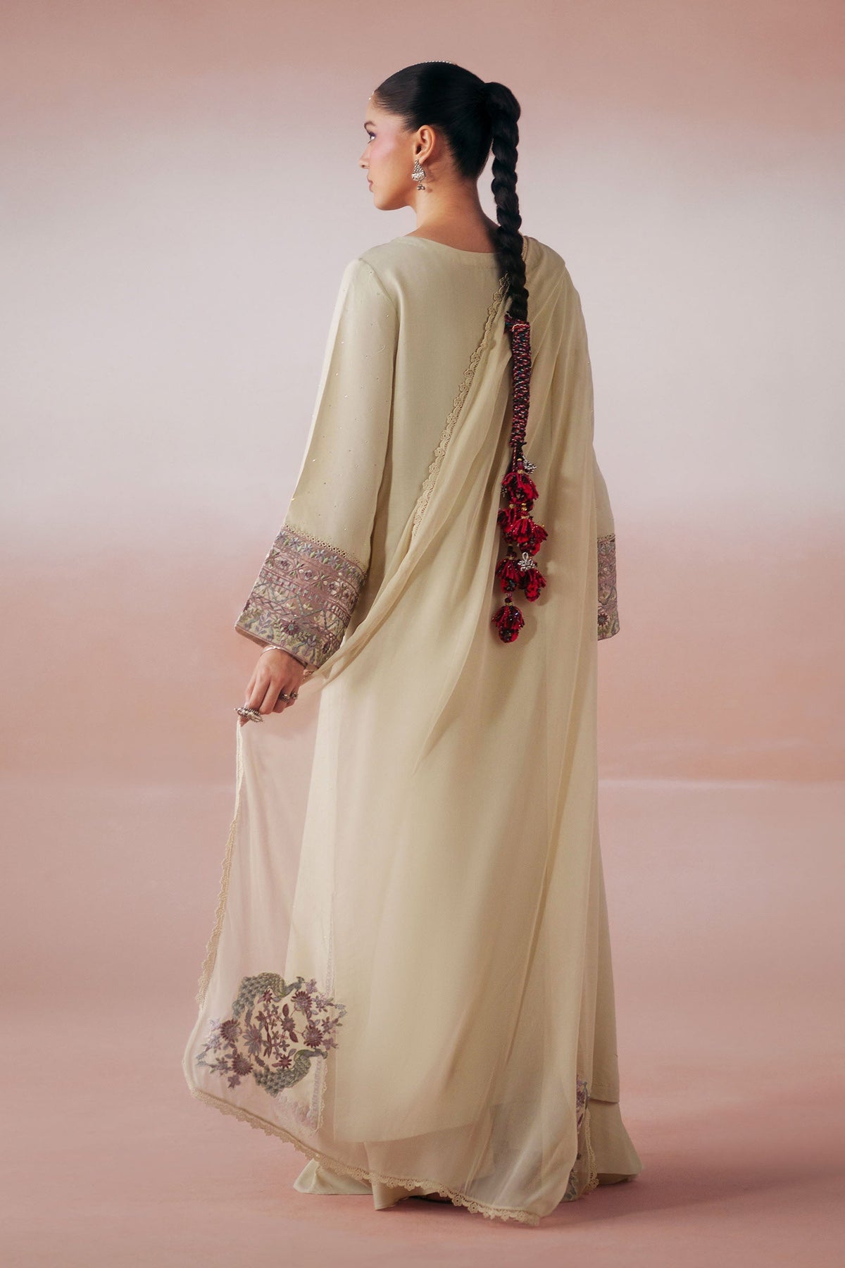 Maria B | Luxury Pret Pre Fall | DW-PF26-19-BEIGE - Luxury Dress - available at Maria Faisal in UK and USA.