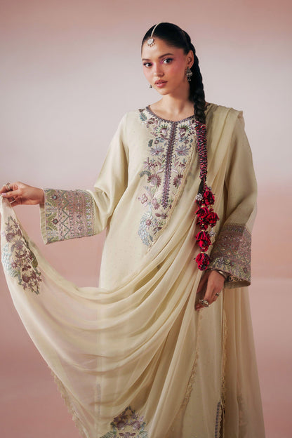 Maria B | Luxury Pret Pre Fall | DW-PF26-19-BEIGE - Luxury Dress - available at Maria Faisal in UK and USA.