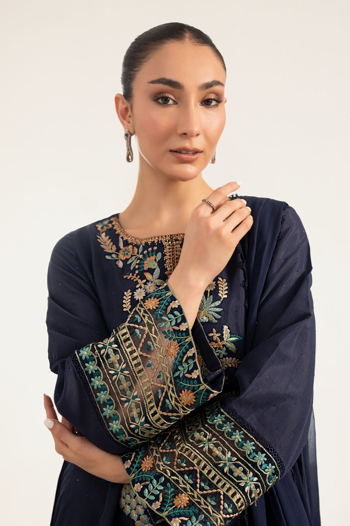 Maria B | Luxury Pret Pre Fall | DW-PF26-19-Blue - Luxury Dress - available at Maria Faisal in UK and USA.