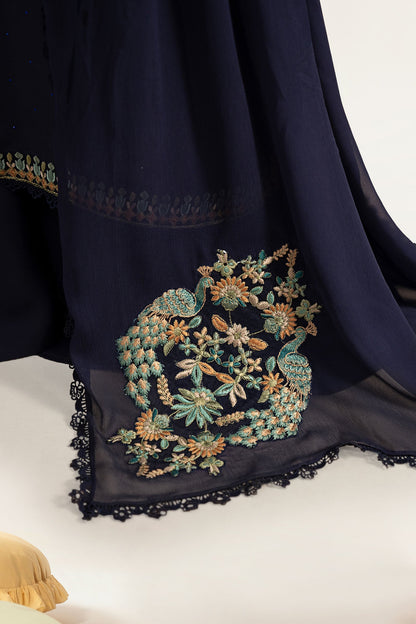 Maria B | Luxury Pret Pre Fall | DW-PF26-19-Blue - Luxury Dress - available at Maria Faisal in UK and USA.