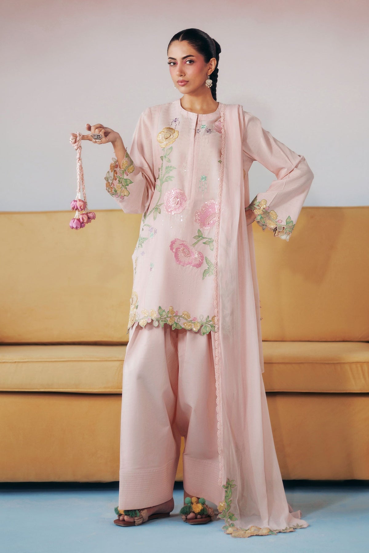 Maria B | Luxury Pret Pre Fall | DW-PF26-20-Light Pink - Luxury Dress - available at Maria Faisal in UK and USA.