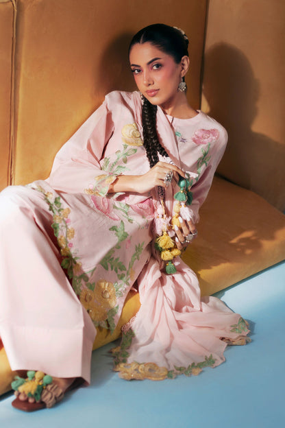 Maria B | Luxury Pret Pre Fall | DW-PF26-20-Light Pink - Luxury Dress - available at Maria Faisal in UK and USA.