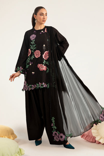 Maria B | Luxury Pret Pre Fall | DW-PF26-20-Black - Luxury Dress - available at Maria Faisal in UK and USA.