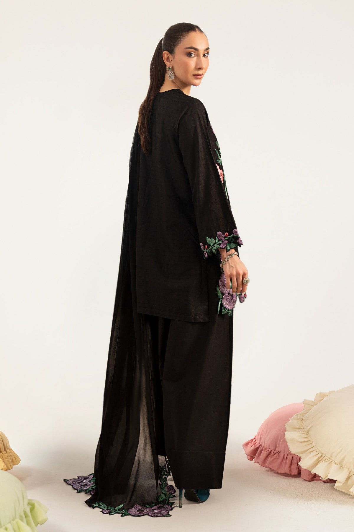 Maria B | Luxury Pret Pre Fall | DW-PF26-20-Black - Luxury Dress - available at Maria Faisal in UK and USA.
