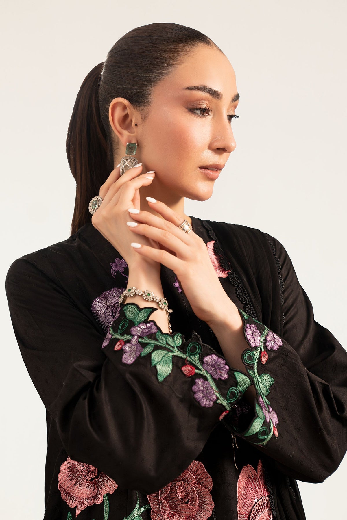 Maria B | Luxury Pret Pre Fall | DW-PF26-20-Black - Luxury Dress - available at Maria Faisal in UK and USA.