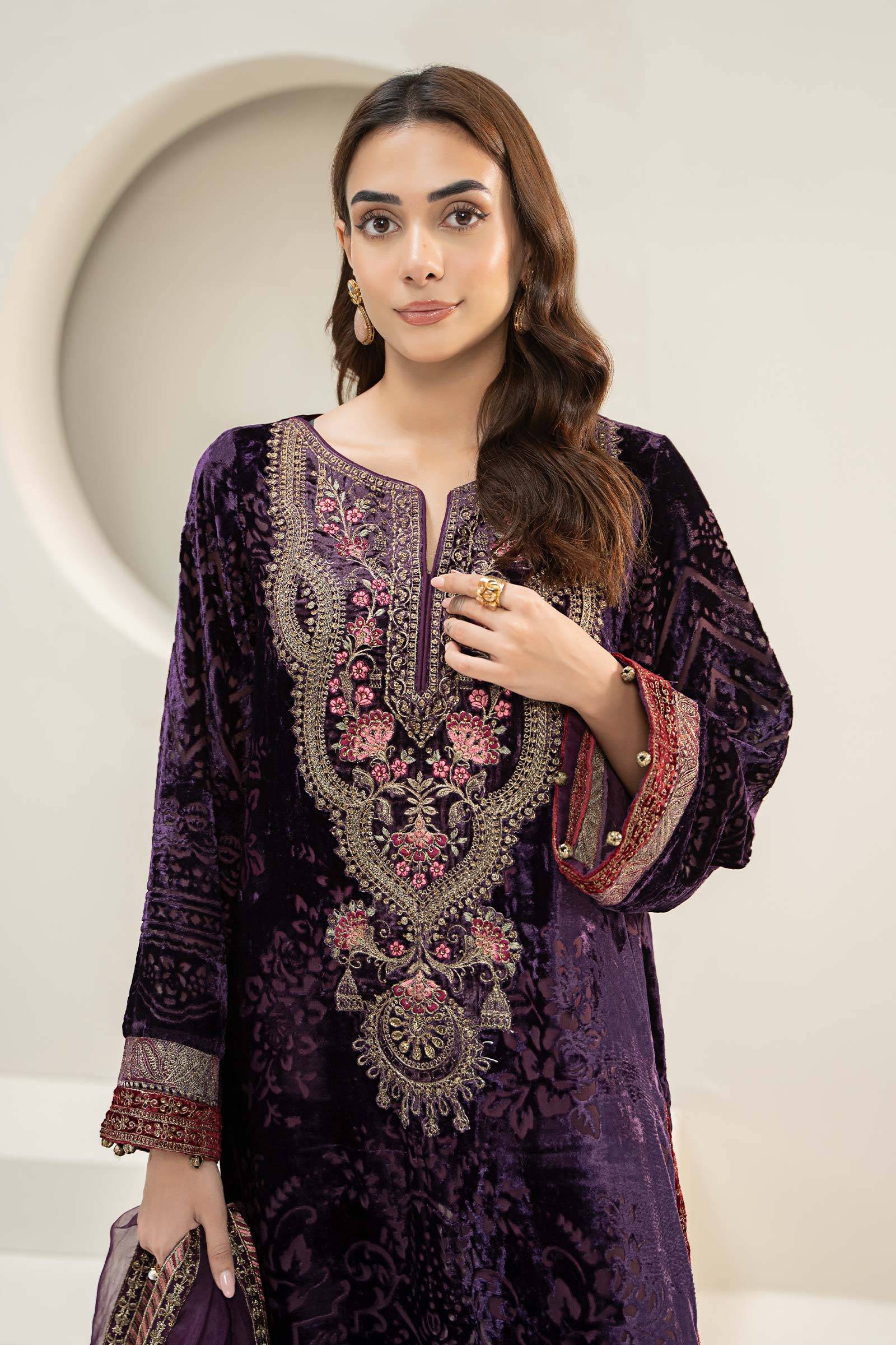 Maira B | Ready to Wear | DW-W24-174 Purple by Maria Faisal - Registered Vendor of : Maria B - type : Wedding Dress - 100% original wedding dresses