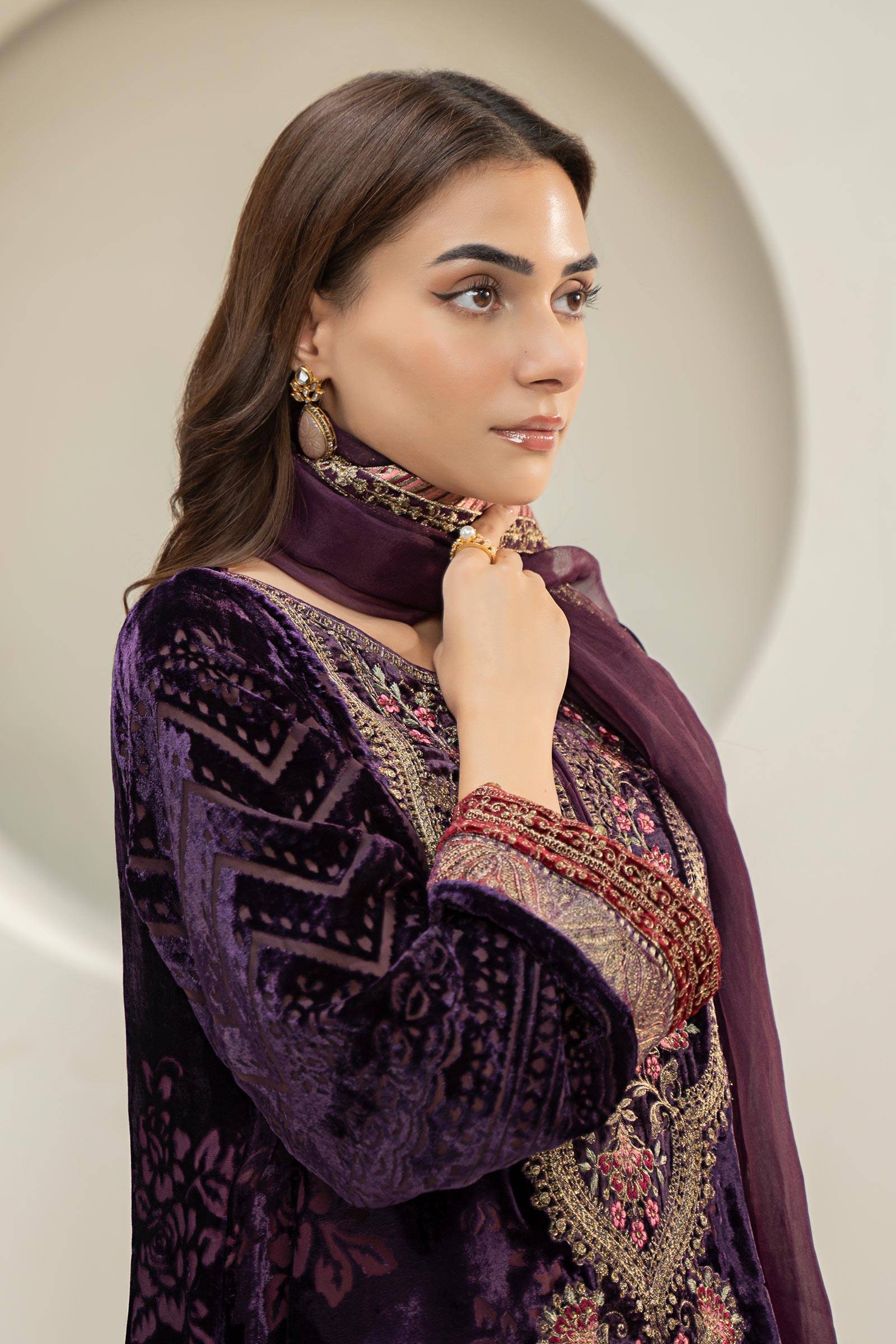 Maira B | Ready to Wear | DW-W24-174 Purple by Maria Faisal - Registered Vendor of : Maria B - type : Wedding Dress - 100% original wedding dresses