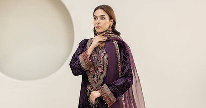Maira B | Ready to Wear | DW-W24-174 Purple by Maria Faisal - Registered Vendor of : Maria B - type : Wedding Dress - 100% original wedding dresses
