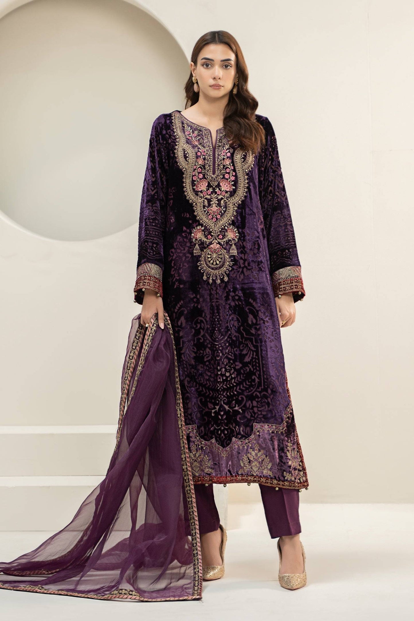 Maira B | Ready to Wear | DW-W24-174 Purple by Maria Faisal - Registered Vendor of : Maria B - type : Wedding Dress - 100% original wedding dresses