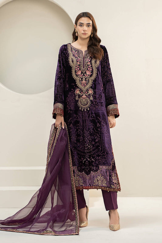 Maira B | Ready to Wear | DW-W24-174 Purple by Maria Faisal - Registered Vendor of : Maria B - type : Wedding Dress - 100% original wedding dresses