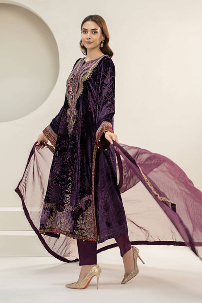 Maira B | Ready to Wear | DW-W24-174 Purple by Maria Faisal - Registered Vendor of : Maria B - type : Wedding Dress - 100% original wedding dresses