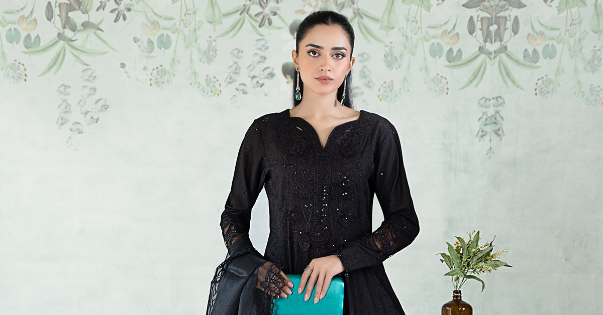 Maria B | Eid Collection 2026 | Dw-Ea24-07R1 Black - Luxury Dress - available at Maria Faisal in UK and USA.