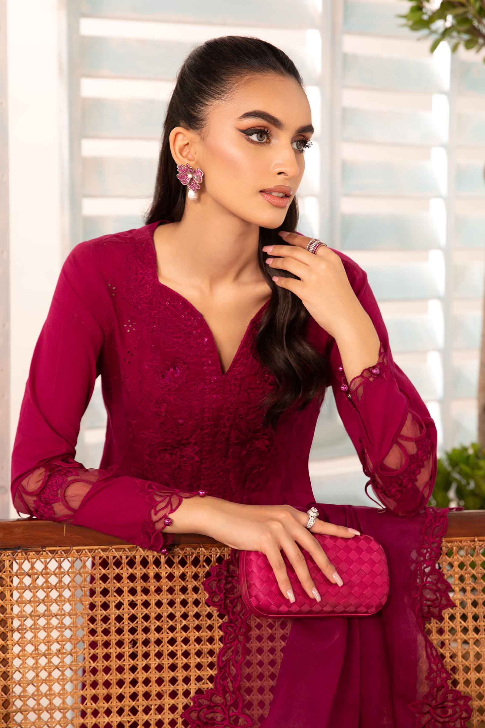 Maria B | Eid Collection 2026 | Dw-Ea24-07R1 Magenta - Luxury Dress - available at Maria Faisal in UK and USA.