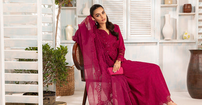 Maria B | Eid Collection 2026 | Dw-Ea24-07R1 Magenta - Luxury Dress - available at Maria Faisal in UK and USA.