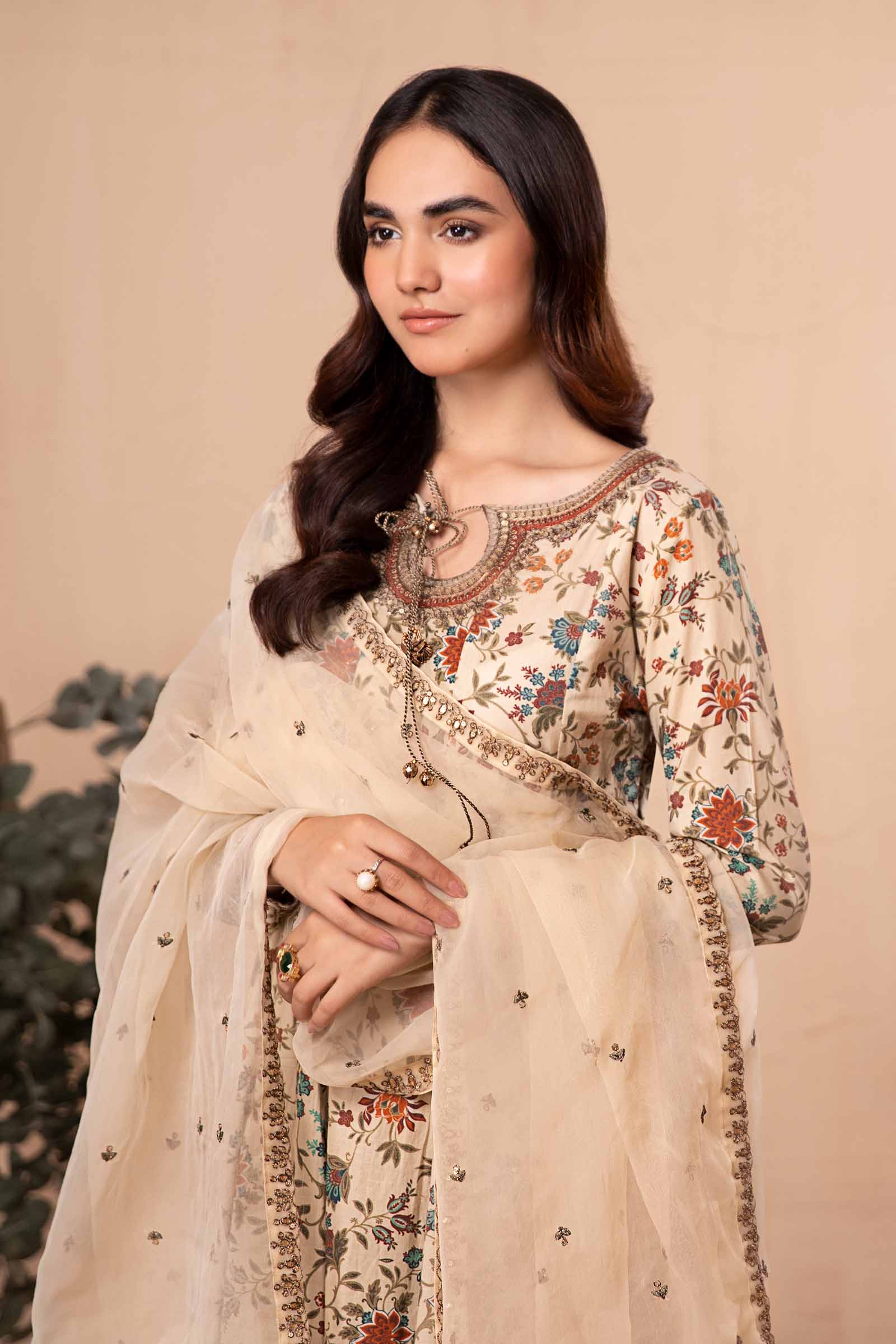 Maria B | Eid Collection 2026 | Dw-Ea24-42R1-Printed Off White - Luxury Dress - available at Maria Faisal in UK and USA.