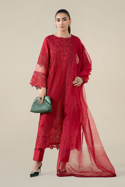 Maria B | Luxury Winter Pret 25 | DW-EF25-08-Red - Ladies Clothes - Maria Faisal