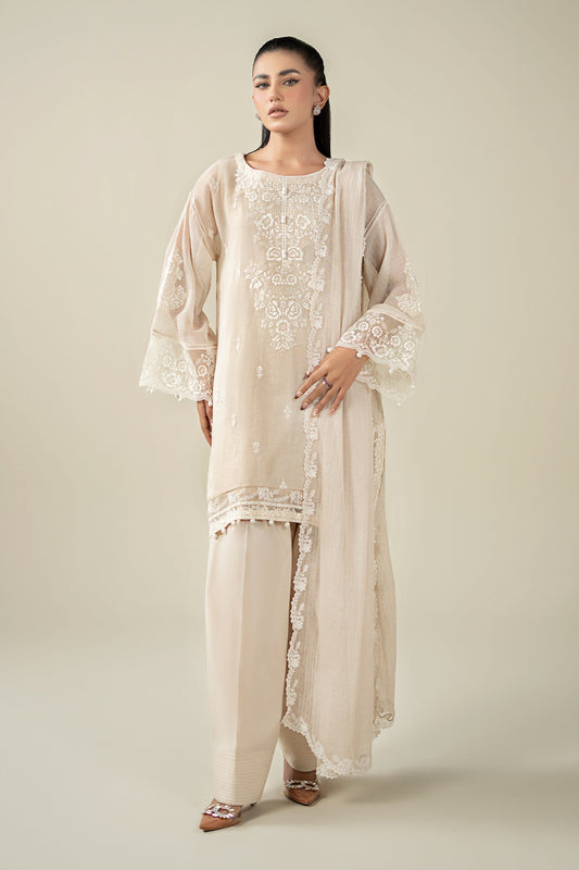 Maria B | Luxury Winter Pret 25 | DW-EA25-123-Off White - Ladies Clothes - Maria Faisal