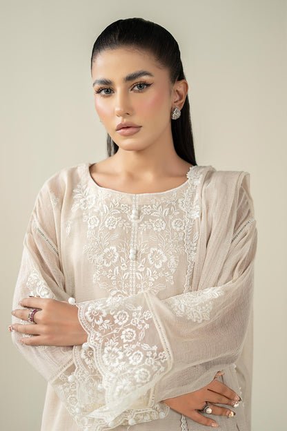Maria B | Pre Fall Dresses | 3 Piece Embroidered Cotton Net Suit QQ - Ladies Clothes - Maria Faisal