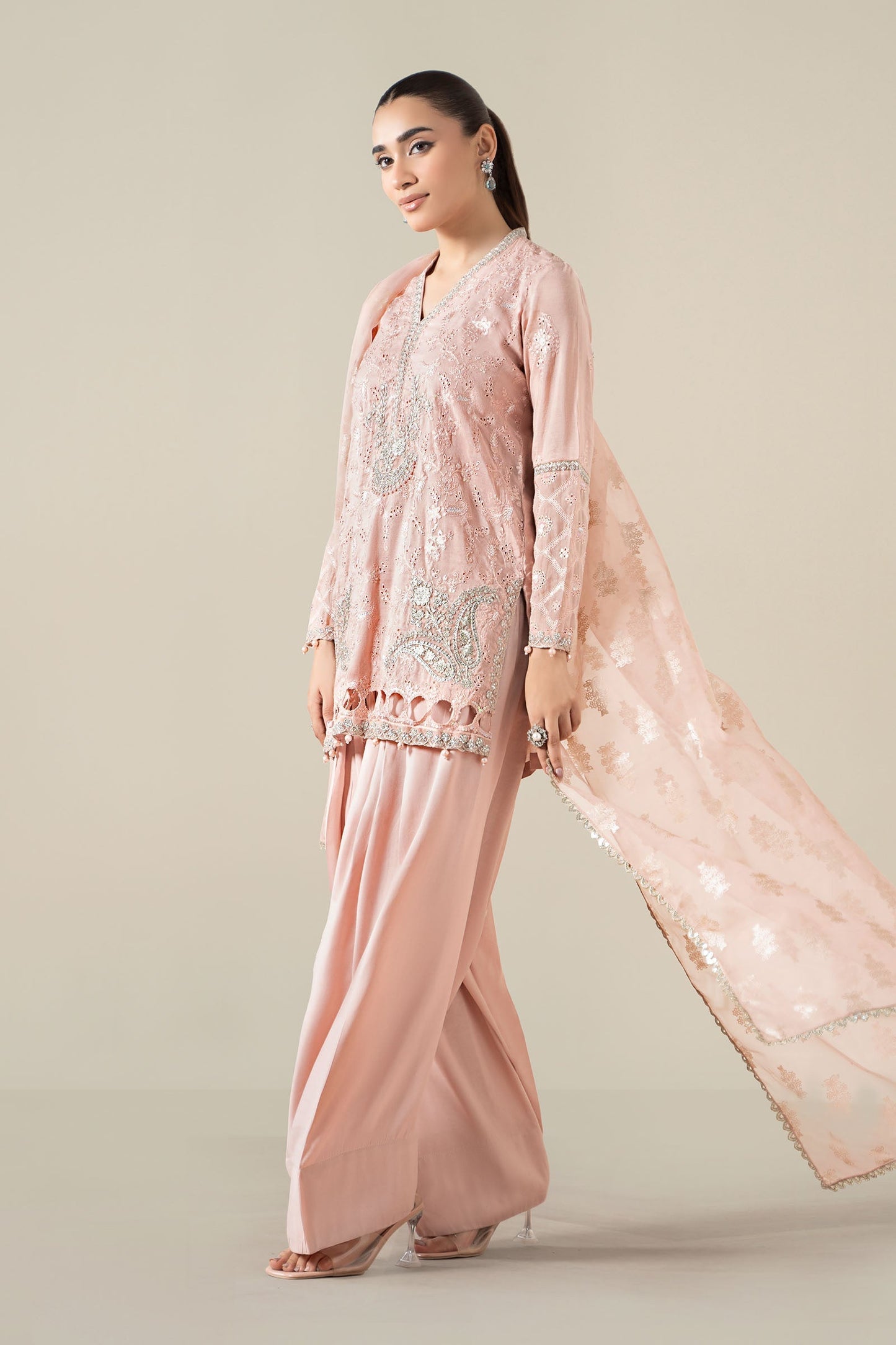 Maria B | Luxury Winter Pret 25 | DW-EA25-13-Peach - Ladies Clothes - Maria Faisal