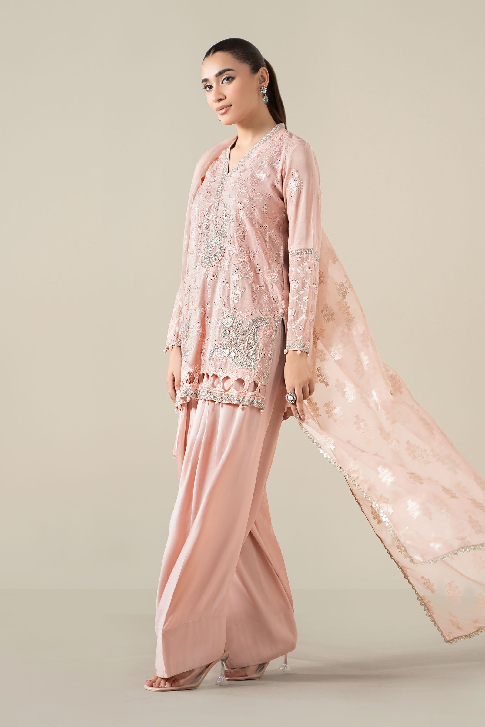Maria B | Luxury Winter Pret 25 | DW-EA25-13-Peach - Ladies Clothes - Maria Faisal