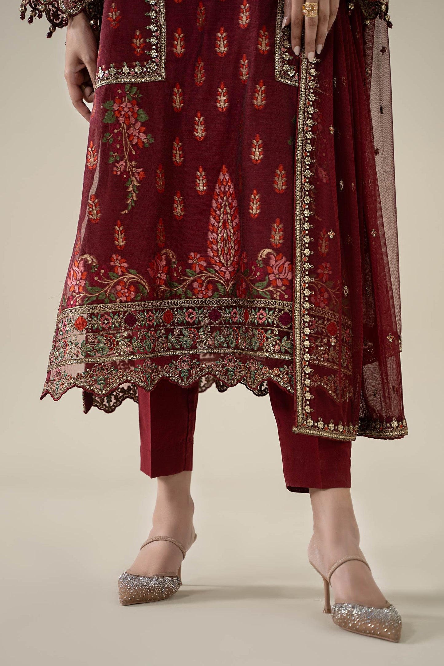 Maria B | Luxury Winter Pret 25 | DW-EA25-59-Red - Ladies Clothes - Maria Faisal