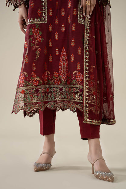 Maria B | Luxury Winter Pret 25 | DW-EA25-59-Red - Ladies Clothes - Maria Faisal