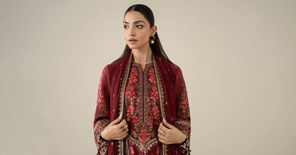 Maria B | Luxury Winter Pret 25 | DW-EA25-59-Red - Ladies Clothes - Maria Faisal