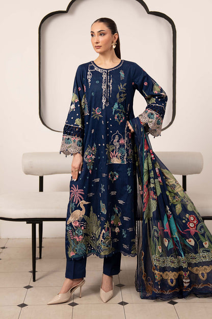 Maria B | Luxury Pret Pre Fall | DW-EA26-11-Blue - Luxury Dress - available at Maria Faisal in UK and USA.