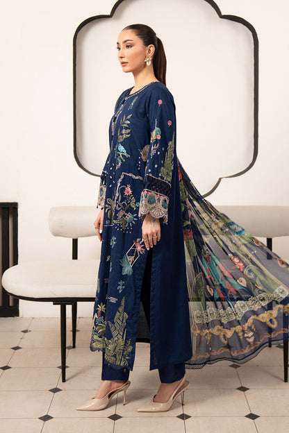 Maria B | Luxury Pret Pre Fall | DW-EA26-11-Blue - Luxury Dress - available at Maria Faisal in UK and USA.