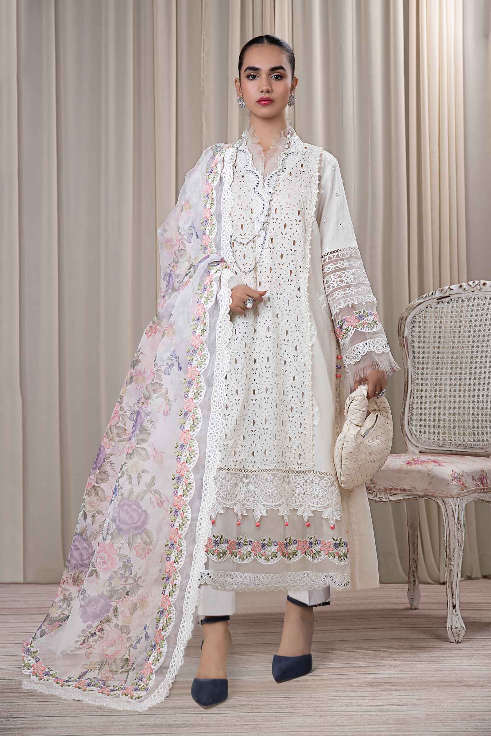 Maria B | Eid Collection 2026 | Dw-Ef24-30R1 White - Luxury Dress - available at Maria Faisal in UK and USA.
