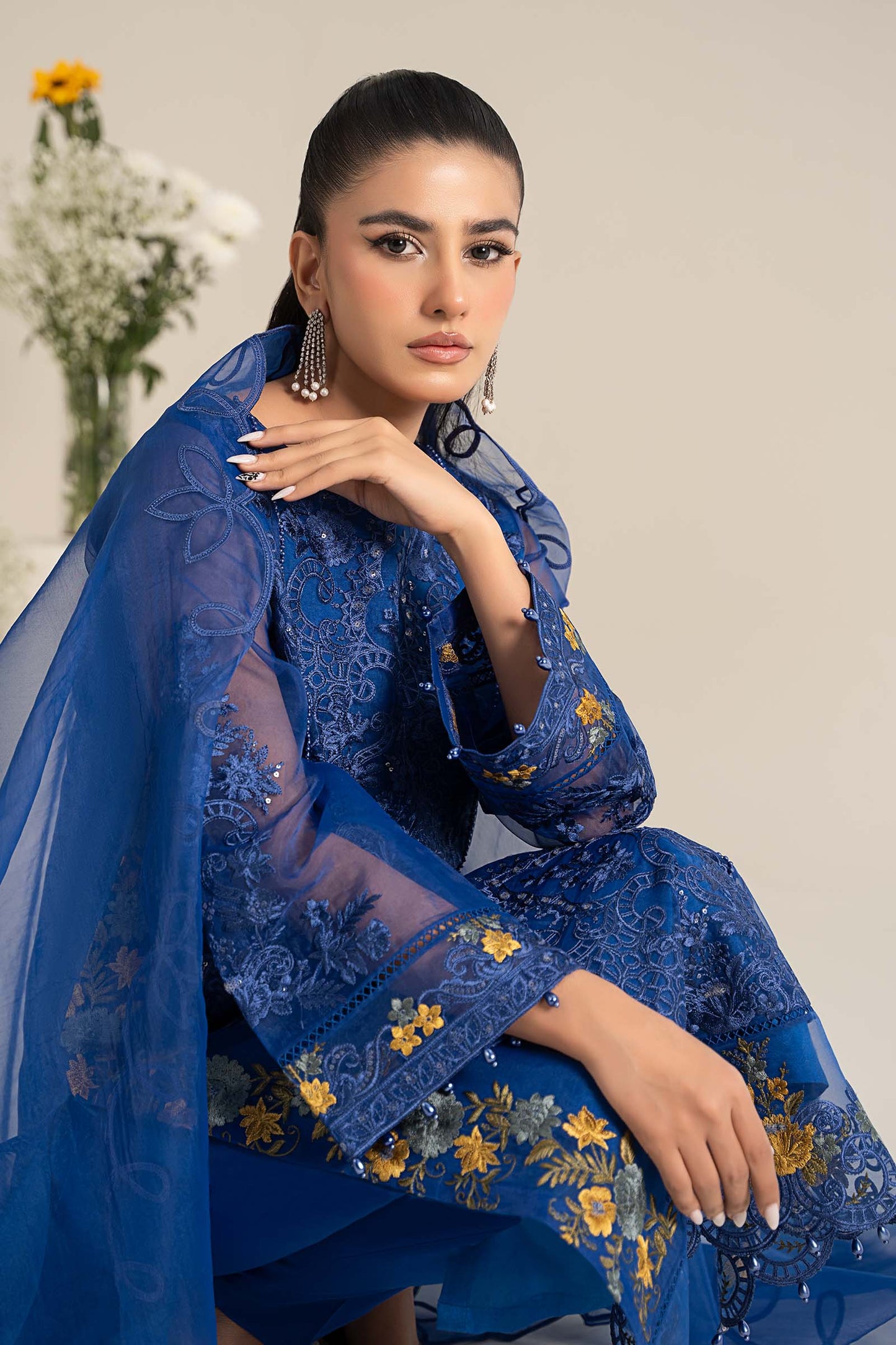 Maira B | Ready to Wear | DW-EF25-02 Blue by Maria Faisal - Registered Vendor of : Maria B - type : Wedding Dress - 100% original wedding dresses