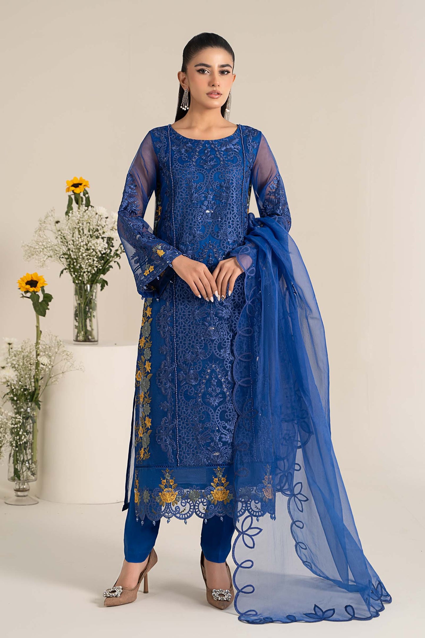 Maira B | Ready to Wear | DW-EF25-02 Blue by Maria Faisal - Registered Vendor of : Maria B - type : Wedding Dress - 100% original wedding dresses
