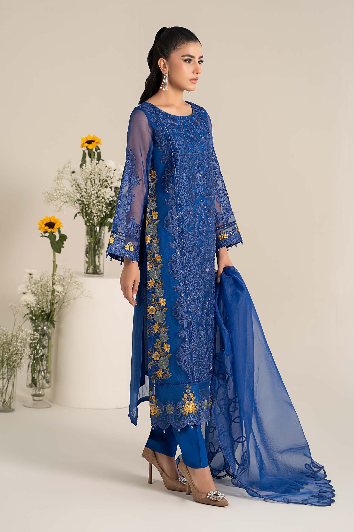 Maira B | Ready to Wear | DW-EF25-02 Blue by Maria Faisal - Registered Vendor of : Maria B - type : Wedding Dress - 100% original wedding dresses