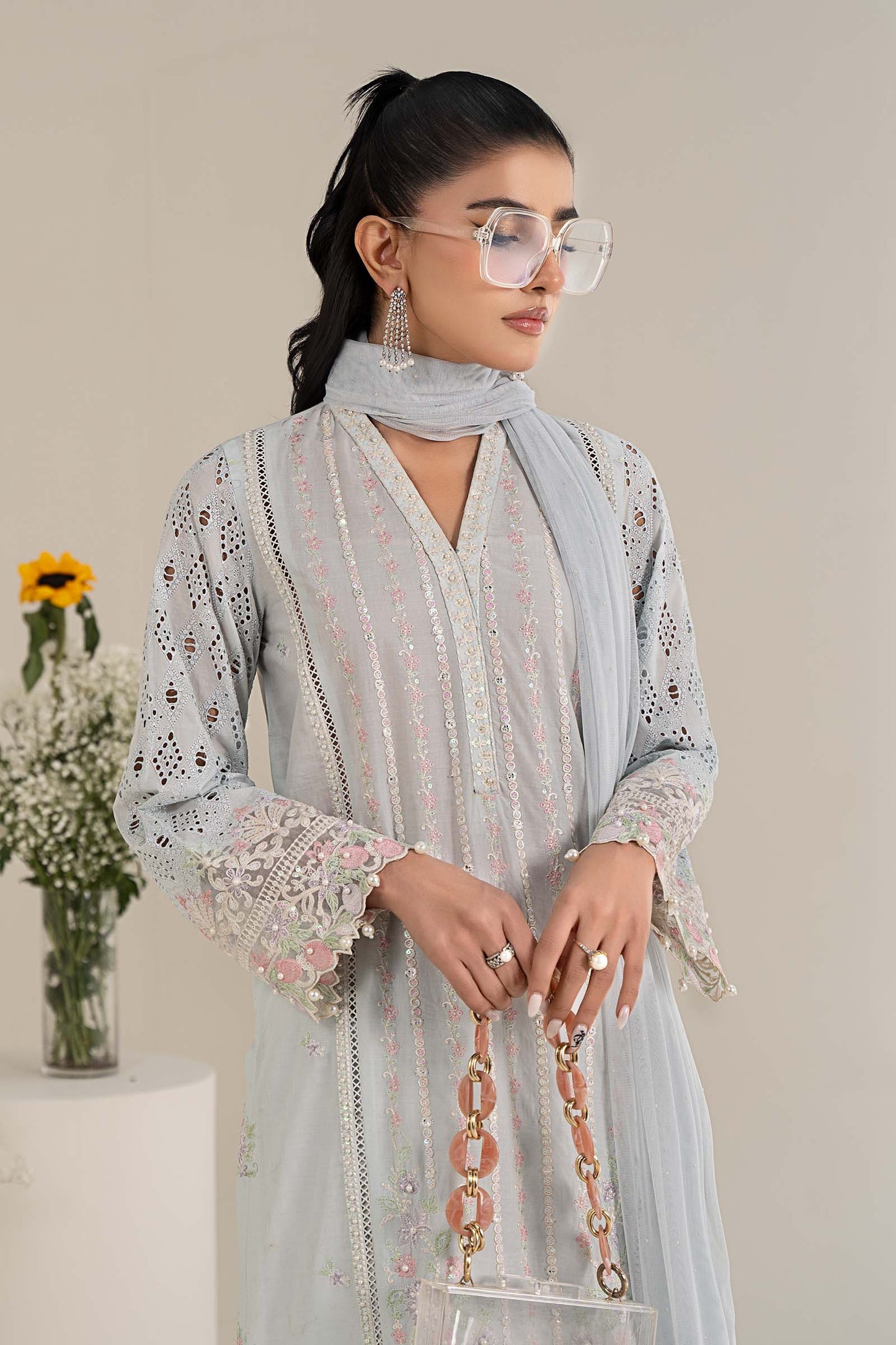 Maira B | Ready to Wear | DW-EF25-07 Blue by Maria Faisal - Registered Vendor of : Maria B - type : Wedding Dress - 100% original wedding dresses