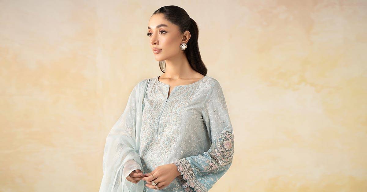 Maira B | Ready to Wear | DW-EF25-13 Blue by Maria Faisal - Registered Vendor of : Maria B - type : Wedding Dress - 100% original wedding dresses