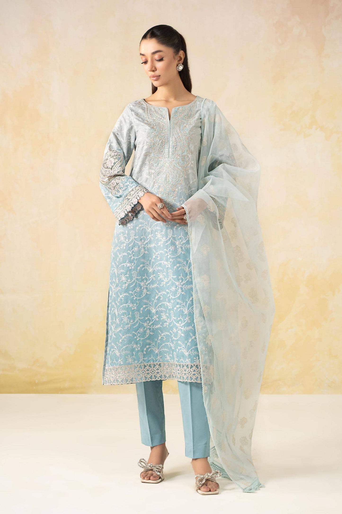 Maira B | Ready to Wear | DW-EF25-13 Blue by Maria Faisal - Registered Vendor of : Maria B - type : Wedding Dress - 100% original wedding dresses