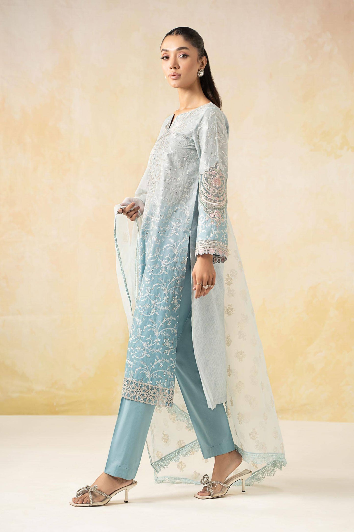 Maira B | Ready to Wear | DW-EF25-13 Blue by Maria Faisal - Registered Vendor of : Maria B - type : Wedding Dress - 100% original wedding dresses