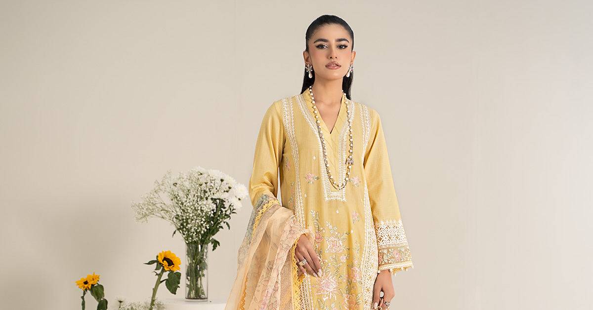 Maira B | Ready to Wear | DW-EF25-151 Yellow by Maria Faisal - Registered Vendor of : Maria B - type : Wedding Dress - 100% original wedding dresses