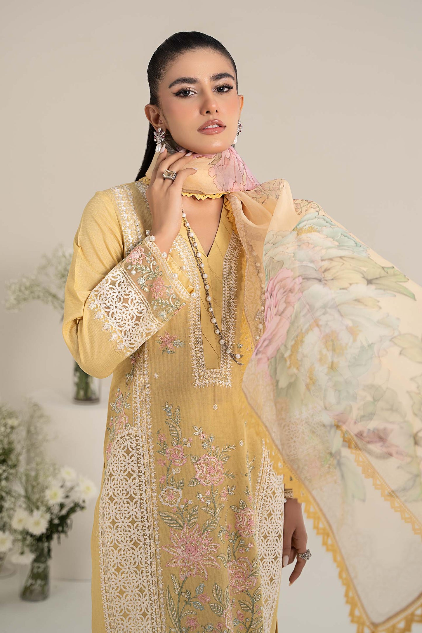 Maira B | Ready to Wear | DW-EF25-151 Yellow by Maria Faisal - Registered Vendor of : Maria B - type : Wedding Dress - 100% original wedding dresses