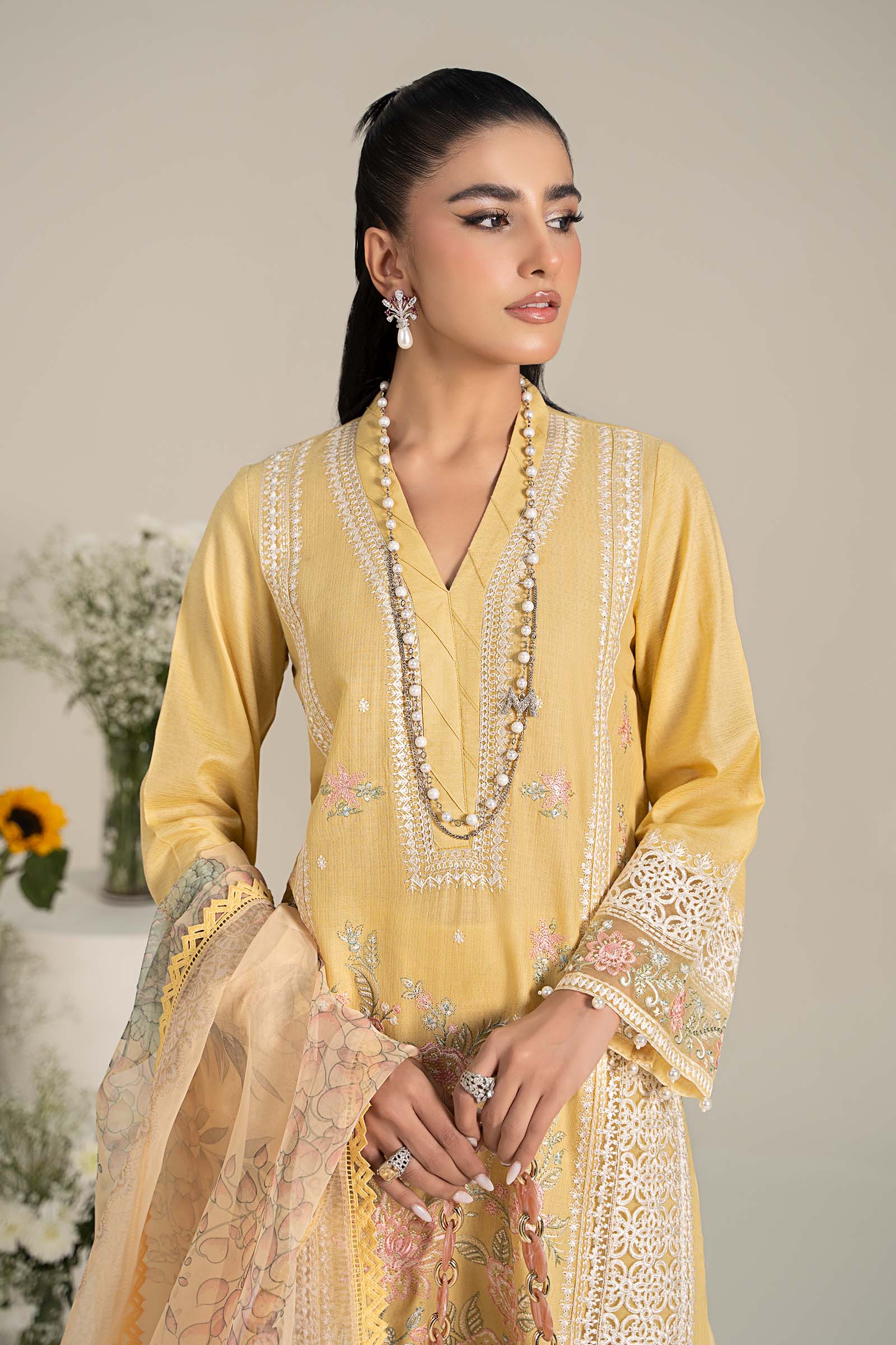 Maira B | Ready to Wear | DW-EF25-151 Yellow by Maria Faisal - Registered Vendor of : Maria B - type : Wedding Dress - 100% original wedding dresses